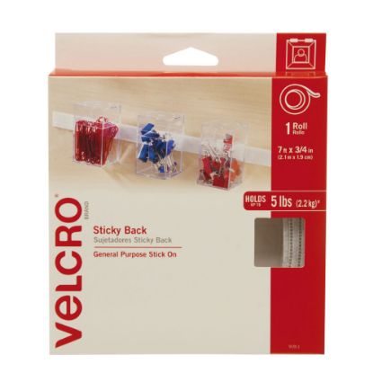 Picture of VELCRO Brand Sticky Back Fastener Tape Roll, 3/4in x 5ft, White