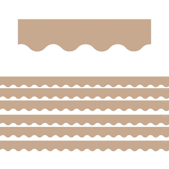 Picture of Teacher Created Resources Scalloped Border Trim, Light Brown, 35ft Per Pack, Set Of 6 Packs