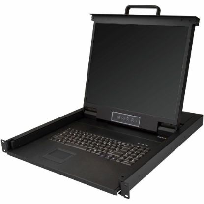 Picture of StarTech.com Rackmount KVM Console - 1U 19in LCD Monitor Single Port VGA KVM Server Rack Drawer includes Cables & Hardware - USB Support