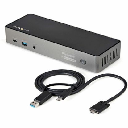 Picture of StarTech.com USB-C & USB-A Dock - Hybrid Triple Monitor Laptop Docking Station DisplayPort & HDMI 4K 60Hz/85W PD/6x USB/GbE/USB 3.1 Gen 2