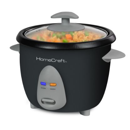 Picture of HomeCraft HCRC Rice Cooker & Food Steamer, 6-Cup, Black