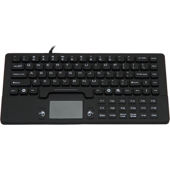 Picture of DSI WATERPROOF IP68 SILICONE MINI SIZE WIRED KEYBOARD WITH TOUCHPAD - Cable Connectivity - USB Interface - 104 Key - TouchPad - Windows - Industrial Silicon Rubber Keyswitch - Black