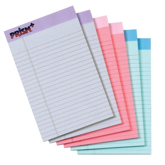 Picture of Tops Prism+ Legal Pads, 5in x 8in, Narrow Ruled, 100 Pages (50 Sheets) Per Pad, Pack Of 6 Pads, Assorted Colors