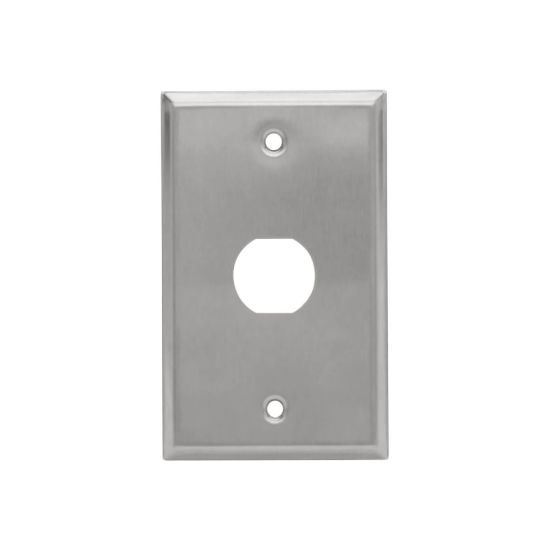 Picture of Eaton Tripp Lite Series RJ45 Bulkhead Wall Plate 1 Cutout Industrial Metal Single Gang TAA - Faceplate - wall mountable - RJ-45 - silver - 1-gang - TAA Compliant