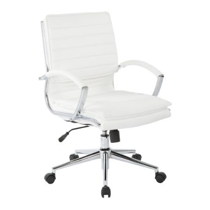 Picture of Office Star Pro-Line II SPX Bonded Leather Mid-Back Chair, White/Chrome