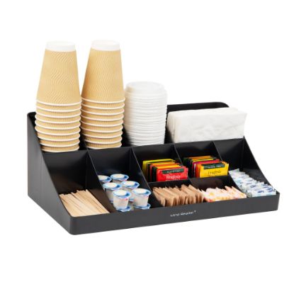 Picture of Mind Reader Anchor Collection 11 Compartment Coffee Condiment Organizer, 6 5/8inH x 6 1/2inW x 17 13/16inD, Black