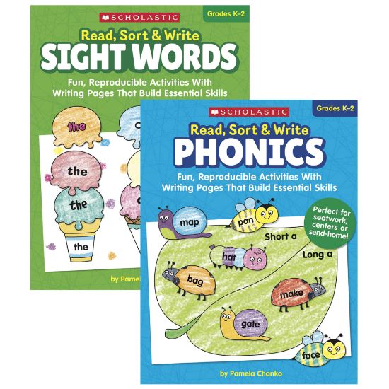 Picture of Scholastic Teacher Resources Read, Sort & Write Reproducible Workbook Bundle, Grade K-2