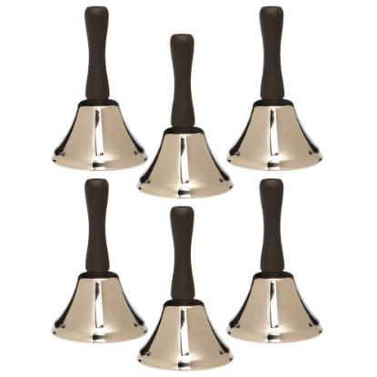 Picture of Ashley Productions Steel Hand Bells, 4in, Silver/Black, Pack Of 6 Bells