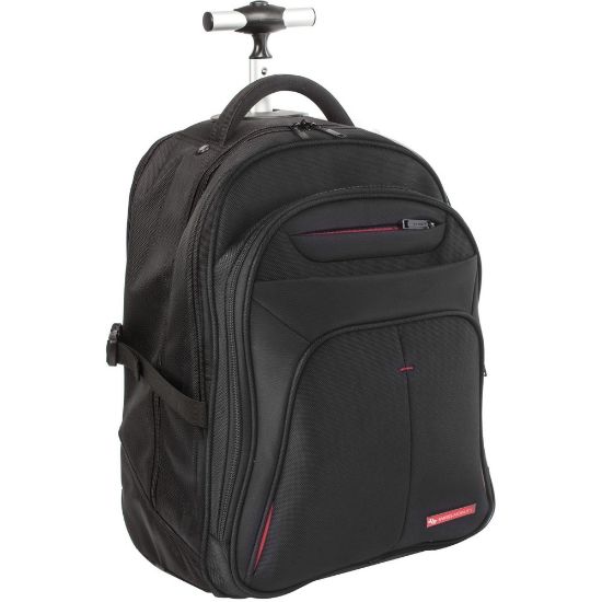 Picture of Swiss Mobility Carrying Case (Rolling Backpack) for 15.6in Notebook - Black - Bump Resistant Interior, Scratch Resistant Interior - Shoulder Strap, Telescoping Handle - 16in Height x 2in Width x 12in Depth - 1 Each