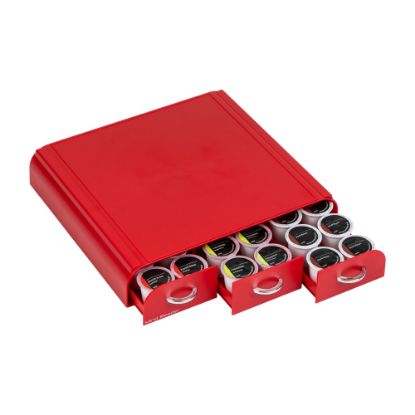 Picture of Mind Reader Single Serve Coffee Pod Organizer With 3 Drawers, 2-1/2inH x 13-1/2inW x 12-1/4inL, Red