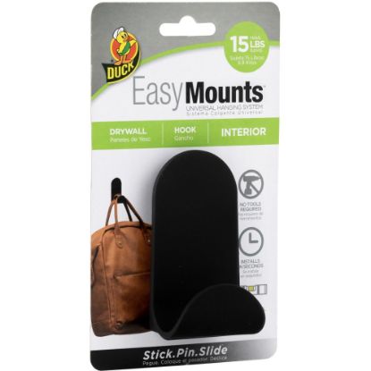 Picture of Duck Brand EasyMounts Interior Drywall J Hook - 15 lb (6.80 kg) Capacity - 1.8in Width - 3.5in Length - for Sports Equipment - Black - Matte - 1 Each