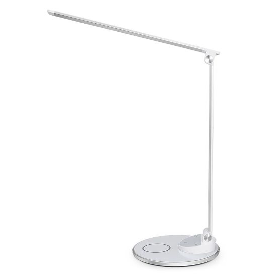 Picture of WorkPro LED USB Desk Lamp with Wireless Charger, 16-1/2inH, White/Silver