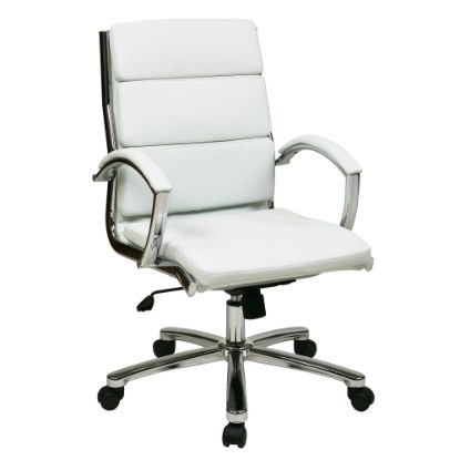 Picture of Office Star Work Smart Executive Mid-Back Chair, White/Silver