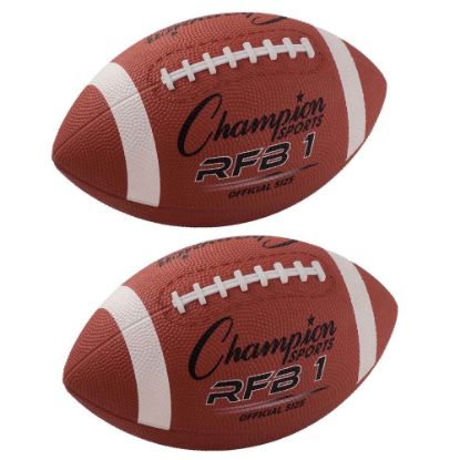 Picture of Champion Sports Rubber Footballs, Official Size, Brown, Pack Of 2 Balls