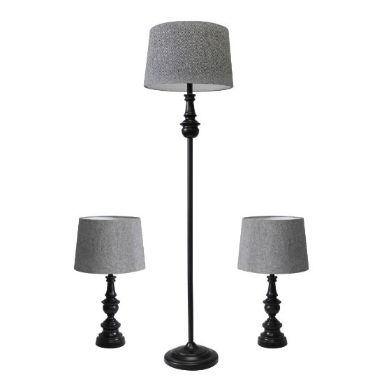 Picture of Adesso Chandler Lamps, Herringbone Shades/Dark Bronze Bases, Set Of 3