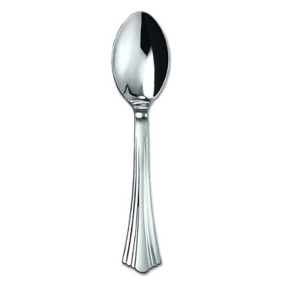 Picture of WNA Reflections Heavyweight Plastic Spoons, 6 1/4in, Silver, Case Of 600