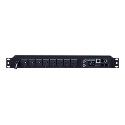 Picture of CyberPower Monitored Series PDU31001 - Power distribution unit (rack-mountable) - AC 100-120 V - Ethernet, serial - input: NEMA 5-15P - output connectors: 8 (8 x NEMA 5-15P) - 1U - 12 ft cord