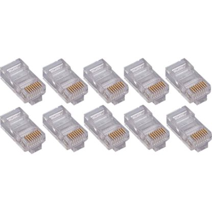 Picture of 4XEM 50 Pack Cat6 RJ45 Modular Ethernet Plugs for Stranded or Solid CAT6 Cable - 50 Pack Modular RJ45 Ethernet ends for Cat6 stranded or solid CAT6 cable - 1 x RJ-45 Male - Gold-plated Contacts