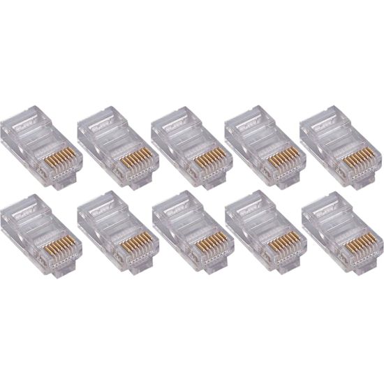 Picture of 4XEM 50 Pack Cat6 RJ45 Modular Ethernet Plugs for Stranded or Solid CAT6 Cable - 50 Pack Modular RJ45 Ethernet ends for Cat6 stranded or solid CAT6 cable - 1 x RJ-45 Male - Gold-plated Contacts