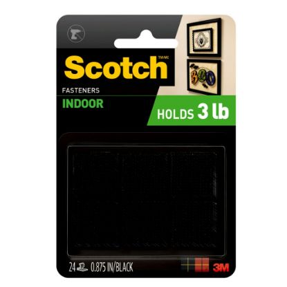 Picture of Scotch Recloseable Fasteners, Black, 7/8in x 7/8in Squares, Pack Of 24