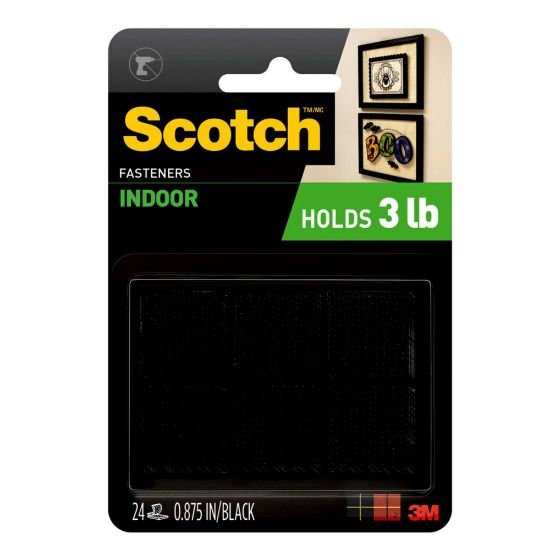 Picture of Scotch Recloseable Fasteners, Black, 7/8in x 7/8in Squares, Pack Of 24