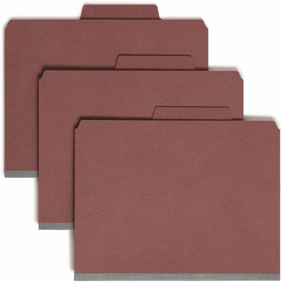 Picture of Smead SuperTab Classification Folders, Right Tab Position, Letter Size, Red, Box Of 10