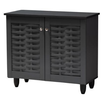 Picture of Baxton Studio Winda 2-Door Entryway Shoe Storage Cabinet, Dark Gray