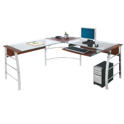 Picture of Realspace Mezza 62inW L-Shaped Corner Desk, Cherry/Chrome