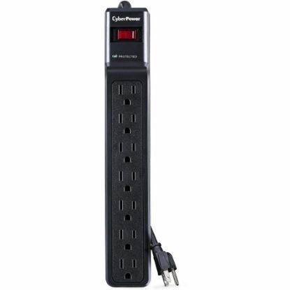 Picture of CyberPower CSB7012 Essential 7 - Outlet Surge with 1500 J - Clamping Voltage 800V, 12 ft, NEMA 5-15P, EMI/RFI Filtration, Black, Lifetime Warranty