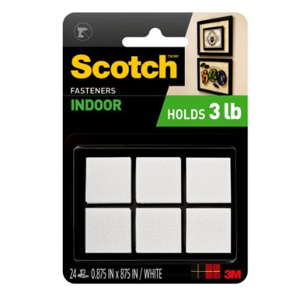 Picture of Scotch Sticky Back Hook & Loop Fastener Tape, White, 7/8in x 7/8in, Pack Of 24