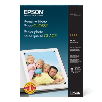 Picture of Epson Premium Glossy Photo Paper, 13in x 19in, Pack Of 20 Sheets