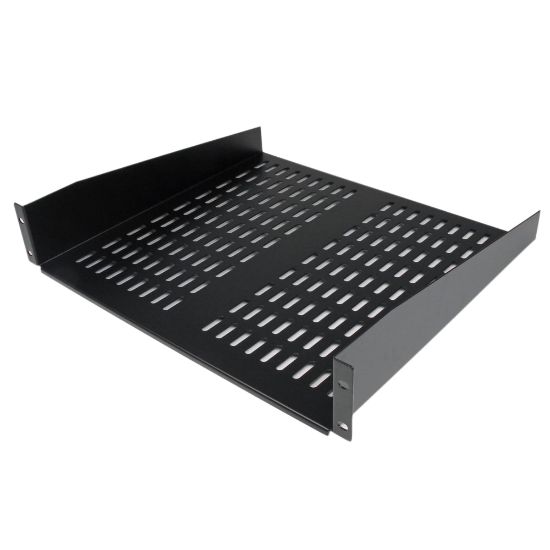 Picture of StarTech.com 2U 16in Universal Vented Rack Mount Cantilever Shelf - Fixed Server Rack Cabinet Shelf - 50lbs / 23kg