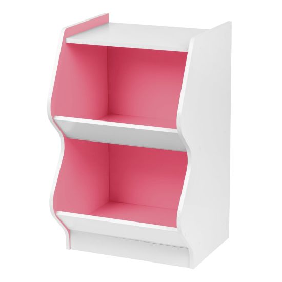 Picture of IRIS 27inH 2-Tier Bookshelf With Footboard, White/Pink