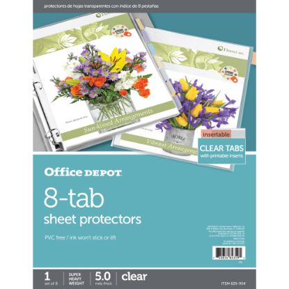 Picture of Office Depot Brand Tabbed Sheet Protectors, 8-1/2in x 11in, 8-Tab, Clear