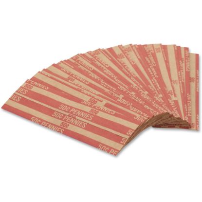 Picture of PAP-R Flat Coin Wrappers - Total $0.50 in 50 Coins of 1cents Denomination - Heavy Duty - Paper - Red