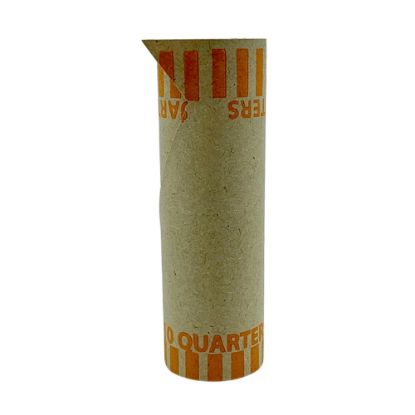 Picture of PAP-R Tubular Coin Wrappers - Total $10 in 40 Coins of 25cents Denomination - Heavy Duty, Burst Resistant - Kraft - Orange