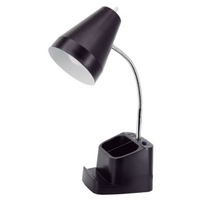 Picture of Realspace Lusina LED Organizer Desk Lamp With USB, 18inH, Black