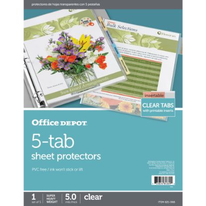 Picture of Office Depot Brand Tabbed Sheet Protectors, 8-1/2in x 11in, 5-Tab, Clear