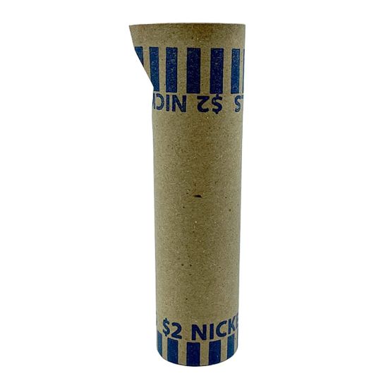 Picture of PAP-R Tubular Coin Wrappers - Total $2.00 in 40 Coins of 5cents Denomination - Heavy Duty, Burst Resistant - Kraft - Blue