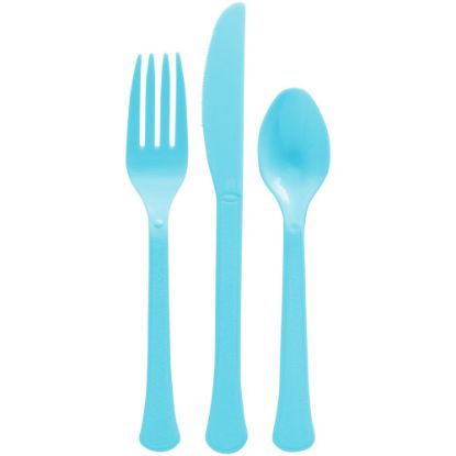 Picture of Amscan Boxed Heavyweight Cutlery Assortment, Caribbean Blue, 200 Utensils Per Pack, Case Of 2 Packs