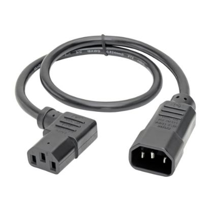 Picture of Eaton Tripp Lite Series Power Extension Cord, Right-Angle C13 to C14 PDU Style - 10A, 250V, 18 AWG, 2 ft. (0.61 m), Black - Power extension cable - IEC 60320 C14 to power IEC 60320 C13 right-angled - AC 100-250 V - 13 A - 2 ft - molded - black