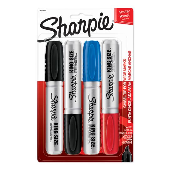 Picture of Sharpie King-Size Permanent Markers, Assorted Colors, Pack Of 4