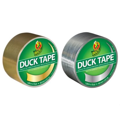 Picture of Duck Brand Color Duct Tape Rolls, 1-15/16in x 20 Yd, Gold/Chrome, Pack Of 2 Rolls