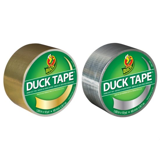 Picture of Duck Brand Color Duct Tape Rolls, 1-15/16in x 20 Yd, Gold/Chrome, Pack Of 2 Rolls