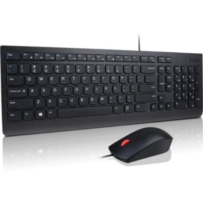 Picture of Lenovo Essential Wired Keyboard and Mouse Combo - USB Cable - Spanish (Latin America) - USB Cable - Optical - 1000 dpi - Compatible with Tablet, Notebook, Desktop Computer for Windows, Linux