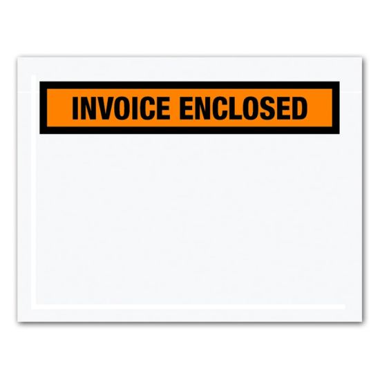 Picture of Tape Logic "Invoice Enclosed" Envelopes, Panel Face, 7in x 5 1/2in, Orange, Pack Of 1,000