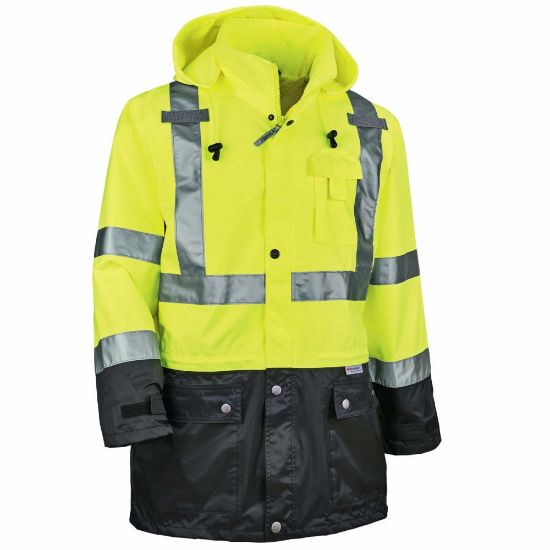 Picture of Ergodyne GloWear 8365BK Type-R Class 3 Rain Jacket, XX-Large, Black/Lime