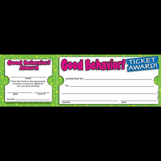 Picture of Scholastic Ticket Awards, Good Behavior, 8 1/2in x 2 3/4in