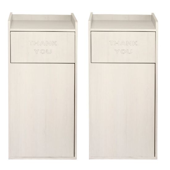 Picture of Alpine Industries Wood Commercial Tray Top Waste Enclosure Trash Receptacles, 40 Gallons, White, Pack Of 2 Receptacles