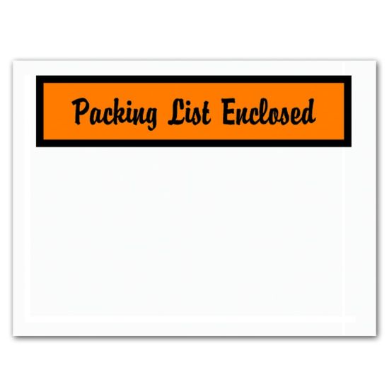 Picture of Tape Logic "Packing List Enclosed" Envelopes,Panel Face, 4 1/2in x 6in, Orange, Pack Of 1,000